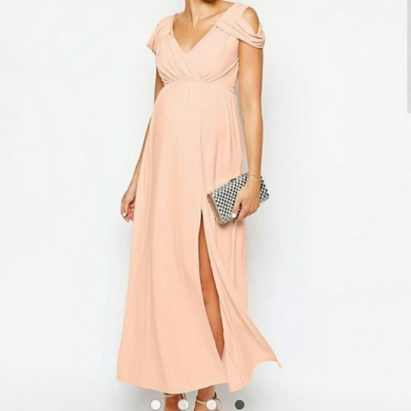 blush maxi maternity dress